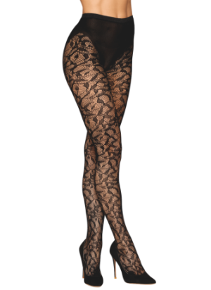 Collant fantaisie noir avec imprimé culotte - DG0529BLK